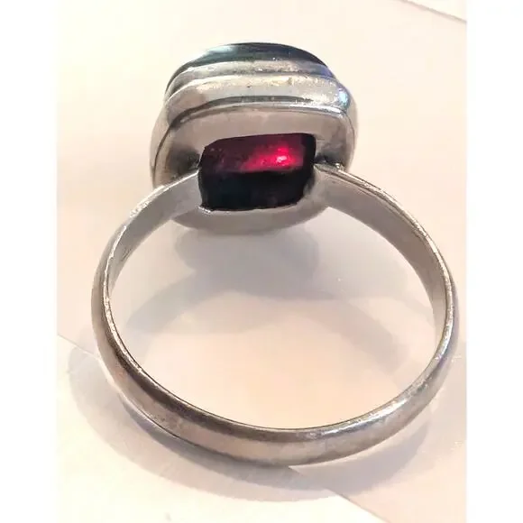 Vintage Sterling Silver Natural Amethyst Ring Size 10 Square - Picture 5 of 12